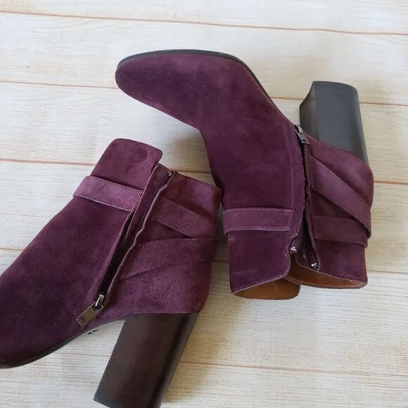 Coach Delaney Suede Booties Heel Ankle Boots Round Toe Women's Size 7B