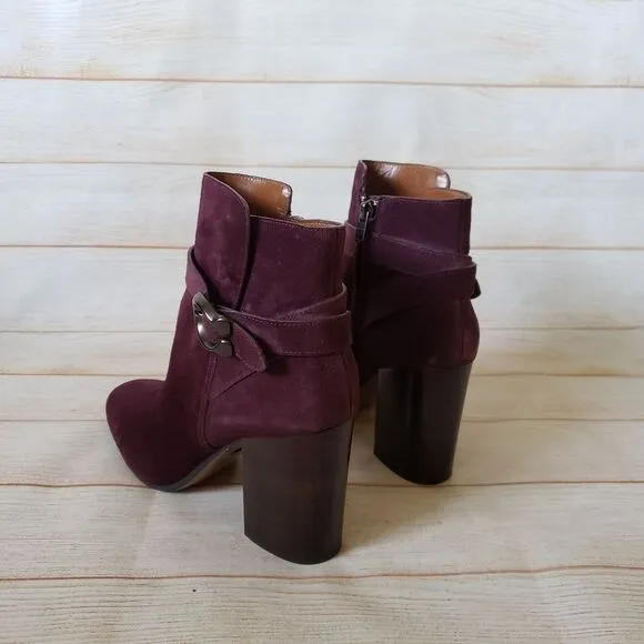 Coach Delaney Suede Booties Heel Ankle Boots Round Toe Women's Size 7B