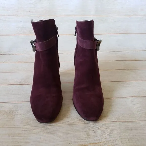 Coach Delaney Suede Booties Heel Ankle Boots Round Toe Women's Size 7B