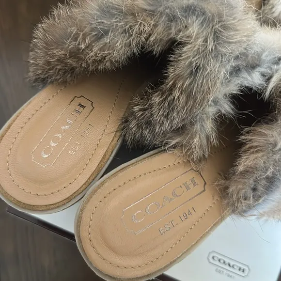 Coach Fur-Trimmed Mules