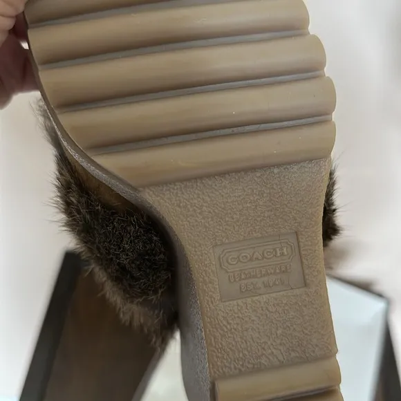 Coach Fur-Trimmed Mules
