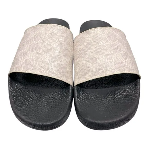 Coach Men’s Signature Coated Canvas Pool Slide Slippers **MISMATCHED**