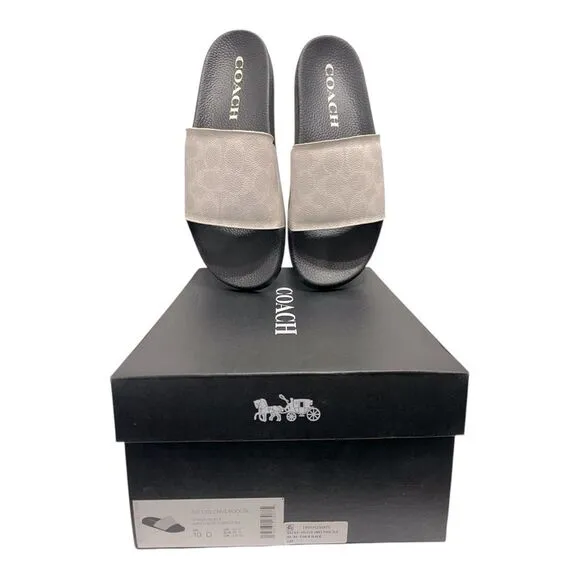 Coach Men’s Signature Coated Canvas Pool Slide Slippers **MISMATCHED**
