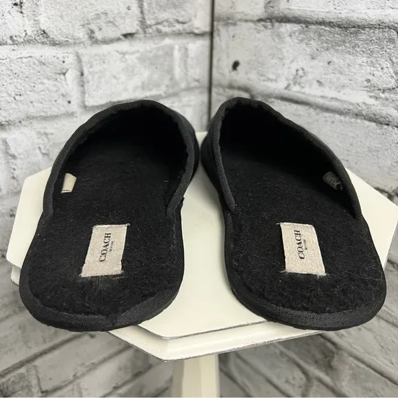 Coach Mens Slipper Black Signature Jacquard Logo