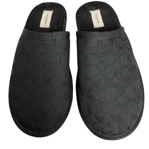 Coach Mens Slipper Black Signature Jacquard Logo