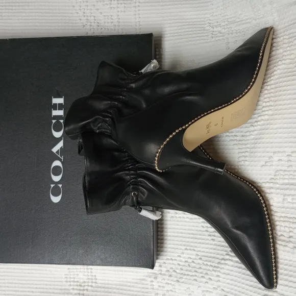 Coach Women's Black Leather Ankle Boots