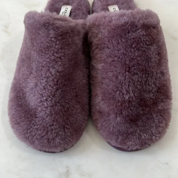 Coach Zennie Sig Light Purple Italian Sheep Fur Slippers Size 7