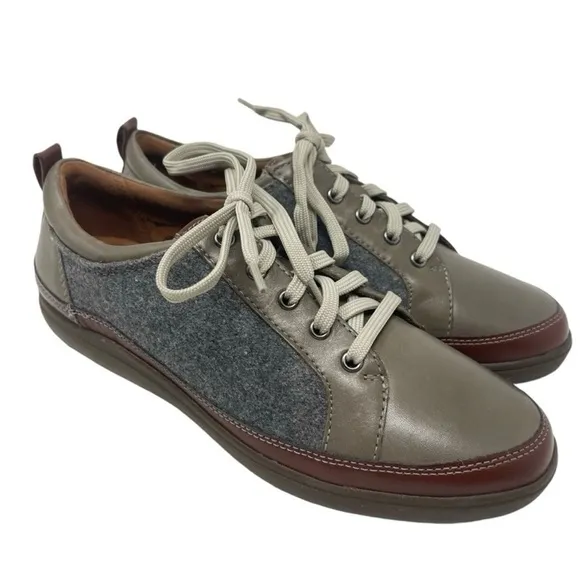 Cobb Hill Bailee Women’s Size 8.5 Brown gray Leather Sneakers Shoes New