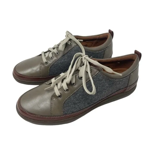 Cobb Hill Bailee Women’s Size 8.5 Brown gray Leather Sneakers Shoes New