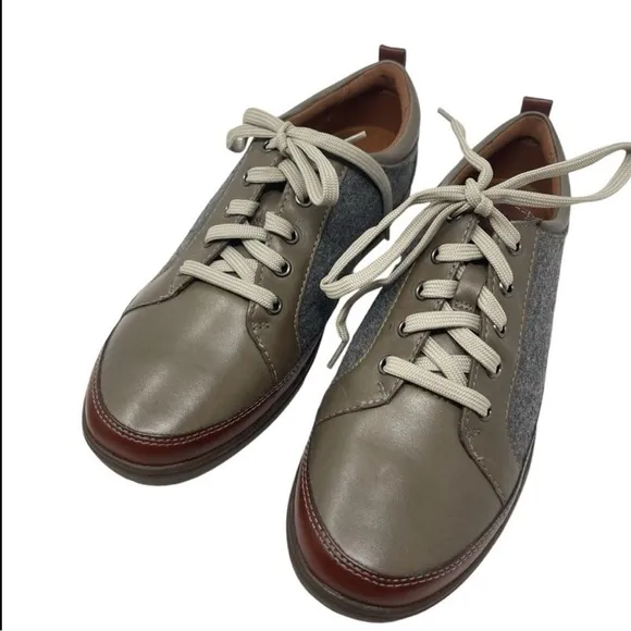 Cobb Hill Bailee Women’s Size 8.5 Brown gray Leather Sneakers Shoes New