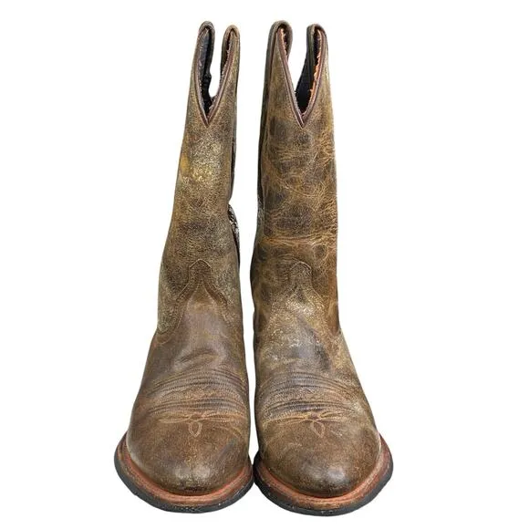 Code West Women’s Brown Leather Distressed Cowgirl Boot Size US 8