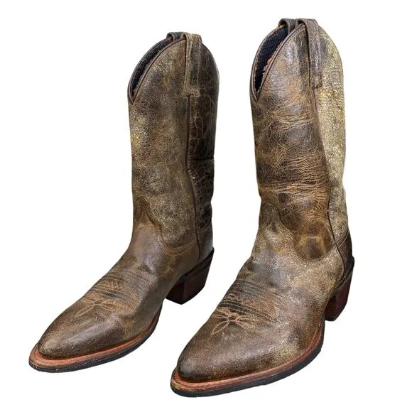 Code West Women’s Brown Leather Distressed Cowgirl Boot Size US 8