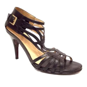 Cole Haan Black Leather Strappy Sandal Heels