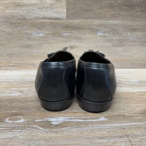 Cole Haan Bragano Black Leather Kiltie Tassel Loafers Shoes Italy Sz 10.5 M