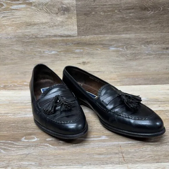 Cole Haan Bragano Black Leather Kiltie Tassel Loafers Shoes Italy Sz 10.5 M