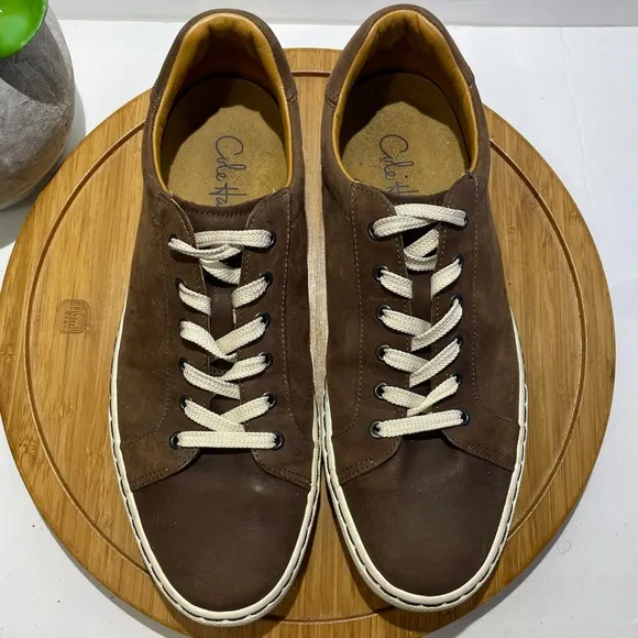 Cole Haan Brown Leather Low Top Sneakers Casual Lace Up Comfort Shoe Size 10.5M