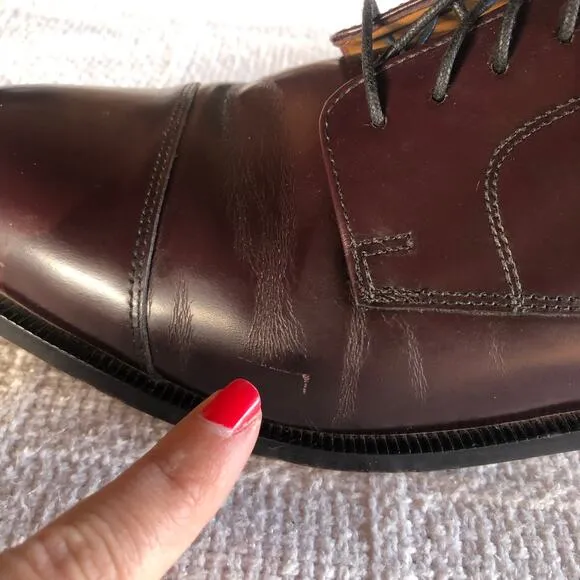 Cole Haan City Bostonian Maroon Leather Cap Toe Derby Dress Shoes Mens Sz 10 D