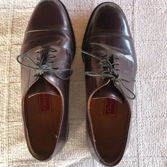 Cole Haan City Bostonian Maroon Leather Cap Toe Derby Dress Shoes Mens Sz 10 D