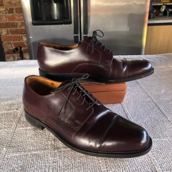 Cole Haan City Bostonian Maroon Leather Cap Toe Derby Dress Shoes Mens Sz 10 D