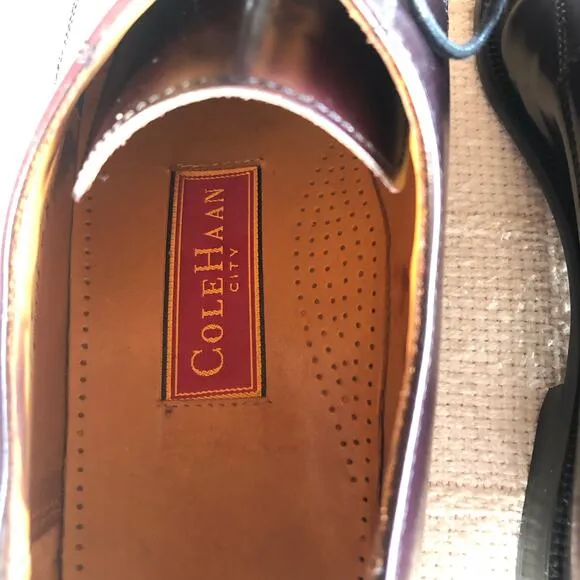 Cole Haan City Bostonian Maroon Leather Cap Toe Derby Dress Shoes Mens Sz 10 D
