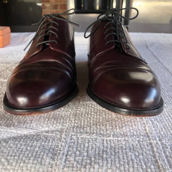 Cole Haan City Bostonian Maroon Leather Cap Toe Derby Dress Shoes Mens Sz 10 D