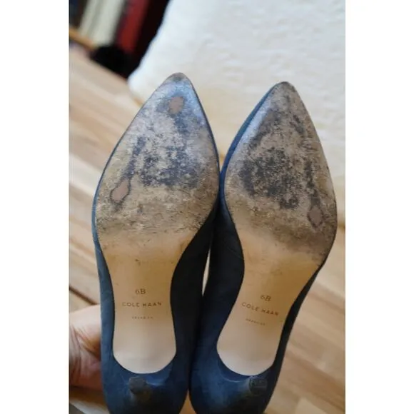 Cole Haan Cushioned Insole Grand OS Suede Courts Heels Pumps Dark Gray Size 6