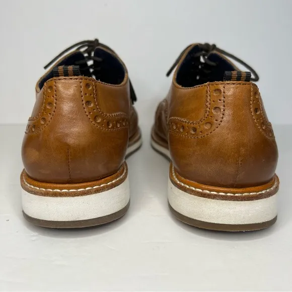 Cole Haan Grand OS Wing Tip Tan Brown Oxford dressy shoes white‎ sole men's 8