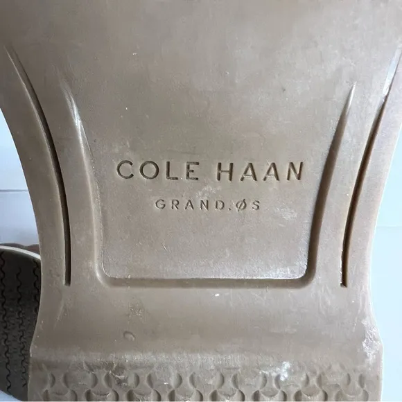 Cole Haan Grand OS Wing Tip Tan Brown Oxford dressy shoes white‎ sole men's 8