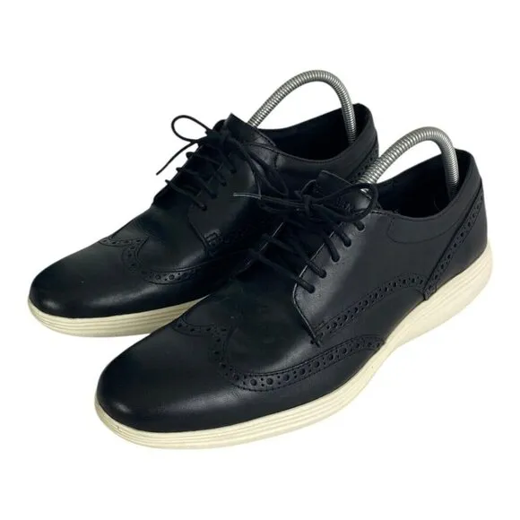 Cole Haan Grand Tour Wingtip Oxford Lace Up Shoes Black Leather Mens 11.5 C29413
