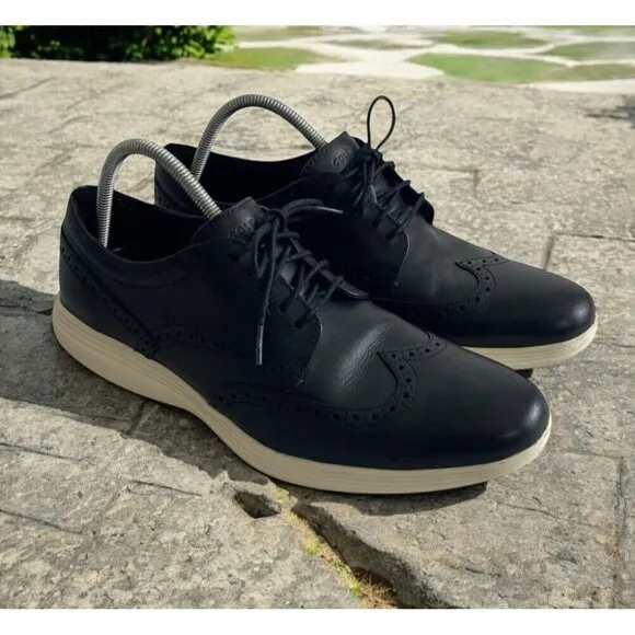 Cole Haan Grand Tour Wingtip Oxford Lace Up Shoes Black Leather Mens 11.5 C29413