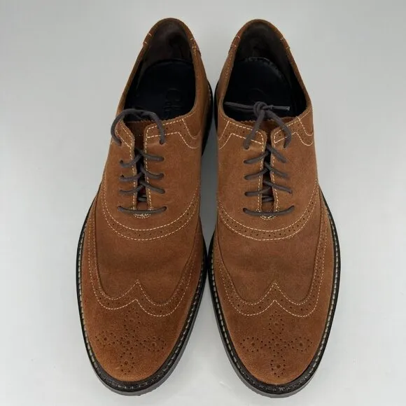 Cole Haan Mens C08646 Brown Solid Oxford Suede Leather Size 9 Dress Shoes