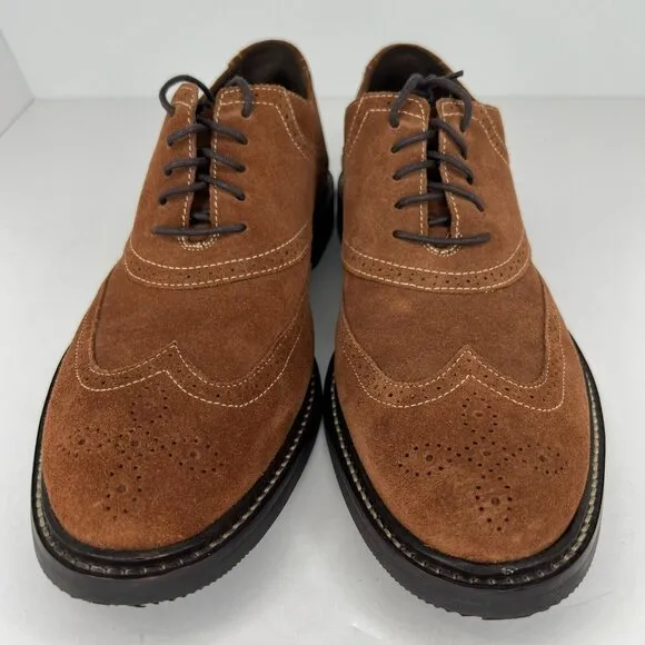 Cole Haan Mens C08646 Brown Solid Oxford Suede Leather Size 9 Dress Shoes