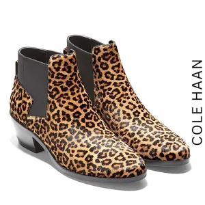 Cole Haan NEW Gia Calf Hair Leopard Print Low-Heel Slip-On Ankle Bootie Size 6.5
