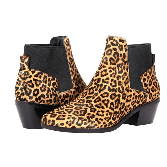 Cole Haan NEW Gia Calf Hair Leopard Print Low-Heel Slip-On Ankle Bootie Size 6.5