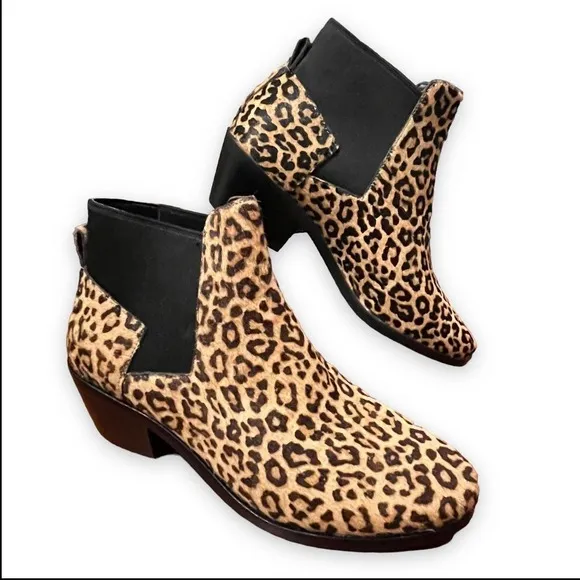 Cole Haan NEW Gia Calf Hair Leopard Print Low-Heel Slip-On Ankle Bootie Size 6.5