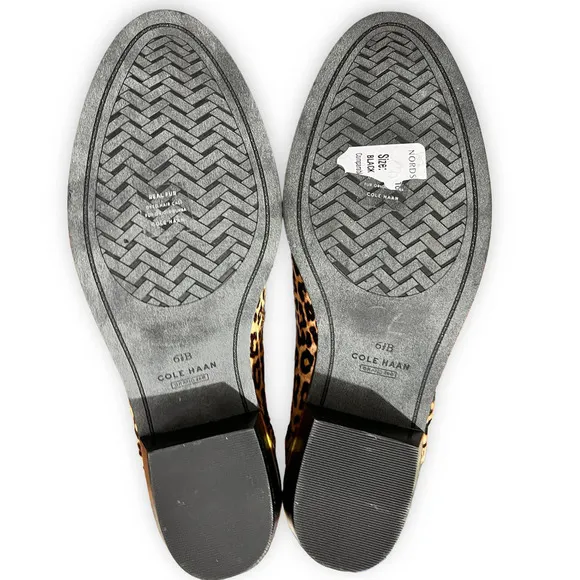 Cole Haan NEW Gia Calf Hair Leopard Print Low-Heel Slip-On Ankle Bootie Size 6.5