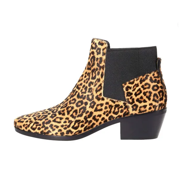 Cole Haan NEW Gia Calf Hair Leopard Print Low-Heel Slip-On Ankle Bootie Size 6.5