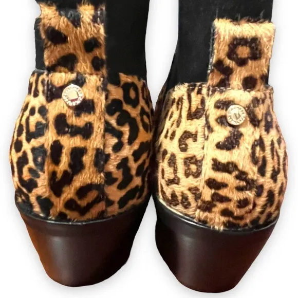 Cole Haan NEW Gia Calf Hair Leopard Print Low-Heel Slip-On Ankle Bootie Size 6.5