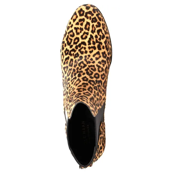 Cole Haan NEW Gia Calf Hair Leopard Print Low-Heel Slip-On Ankle Bootie Size 6.5