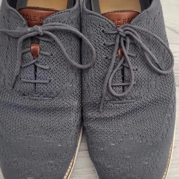 Cole Haan Original Grand Grey Fabric Leather Lace Up Oxford Shoes Mens 9.5
