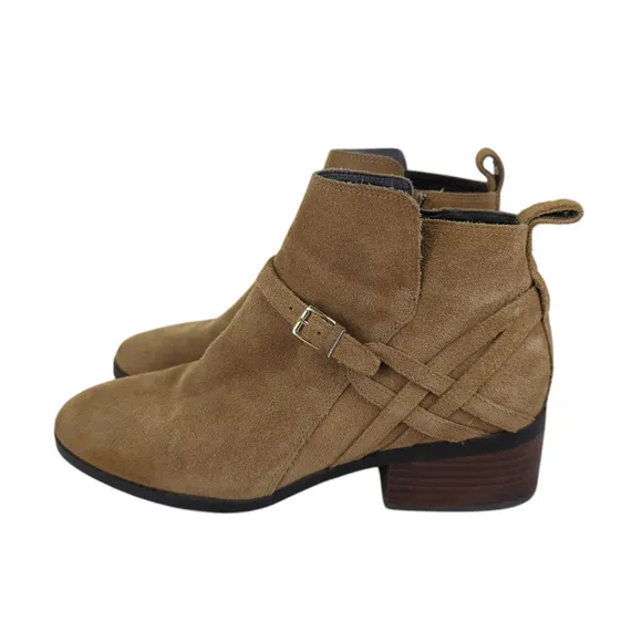 Cole Haan Pearlie Suede Booties W07900 Camel Brown Ankle Boots Women's 8B