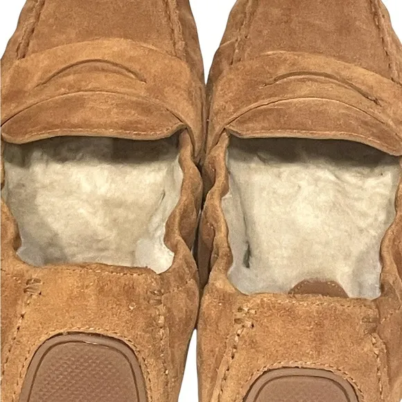Cole Haan Tan Suede fur lined Drivers Moccasins Slippers style D40911