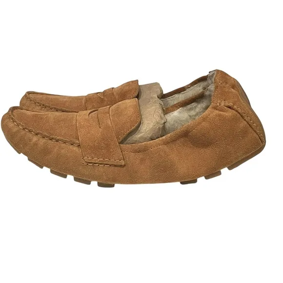 Cole Haan Tan Suede fur lined Drivers Moccasins Slippers style D40911