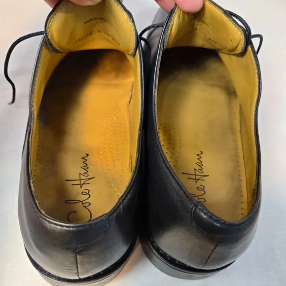 COLE HAAN Williams Formal Black Leather Cap Oxford Dress Shoes Men's Size 11M.