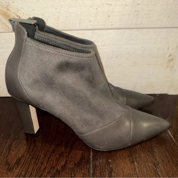 COLE HAAN Women’s Gray Mixed Media Pointed Toe Ankle Boots Size 9