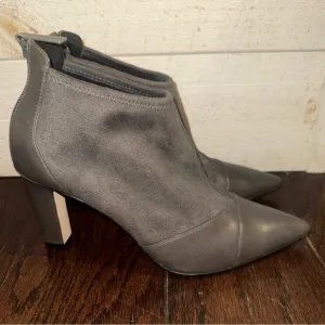 COLE HAAN Women’s Gray Mixed Media Pointed Toe Ankle Boots Size 9