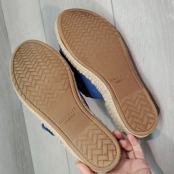 Cole Haan Womens Leather Hook&amp;loop Outdoor Espadrille Platform Sandal shoes 8.5