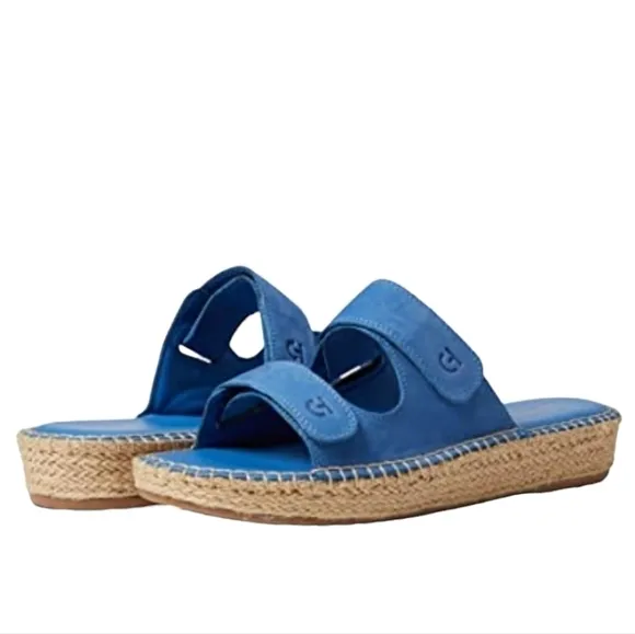 Cole Haan Womens Leather Hook&amp;loop Outdoor Espadrille Platform Sandal shoes 8.5