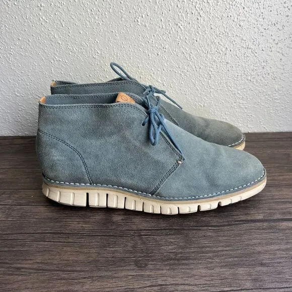 Cole‎ Haan Zerogrand Chukka Ankle Boots Suede Cyan Blue Mens Size 11.5 C22341