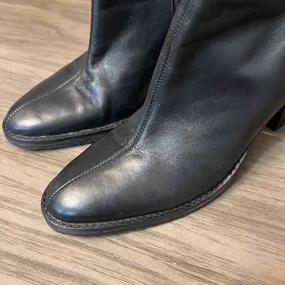 COLIN STUART BLACK LEATHER ANKLE BOOTS 7.5